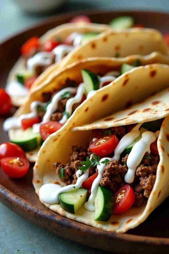 Quick Greek Beef Pitas
